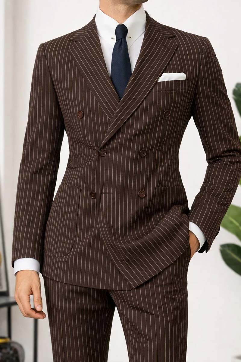 Pinstripe 2-piece Suit in Brown
