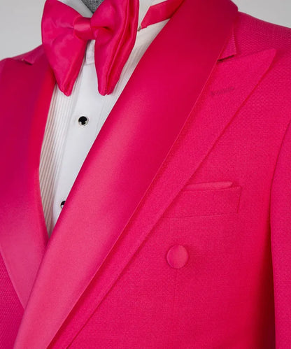 Hot Pink 2-piece Double-breasted Peak Lapel Tuxedo