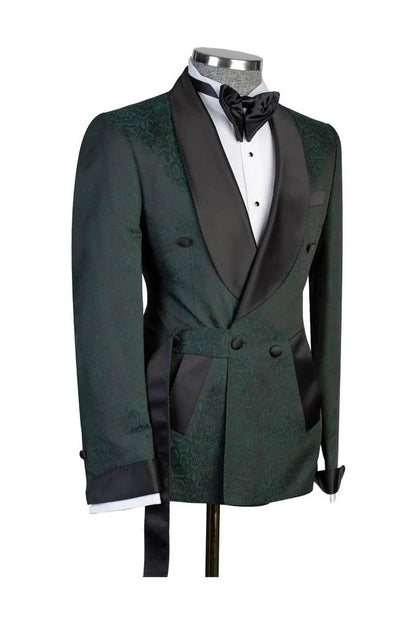 Green 2-piece Floral Tuxedo with Belted