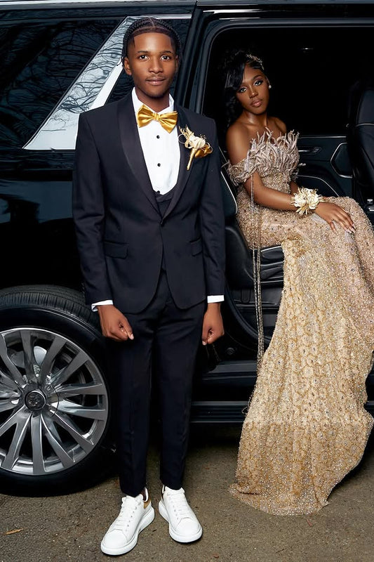 Classic Black Suits for Prom Shawl Lapel 2-piece Tuxedos
