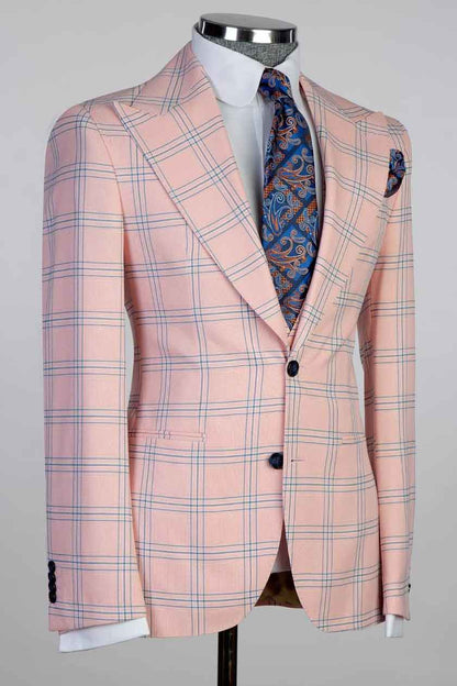 Men's Plaid 2-piece Suit in Pink