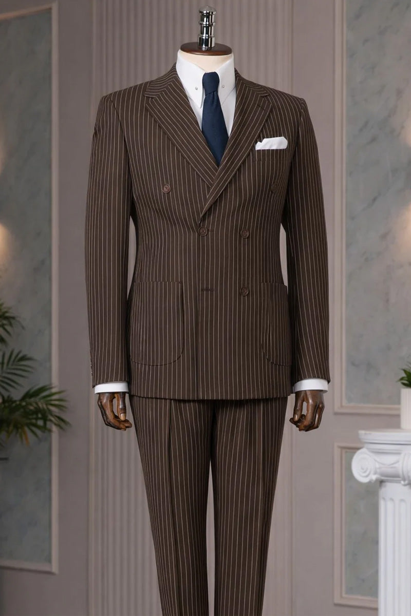 Pinstripe 2-piece Suit in Brown