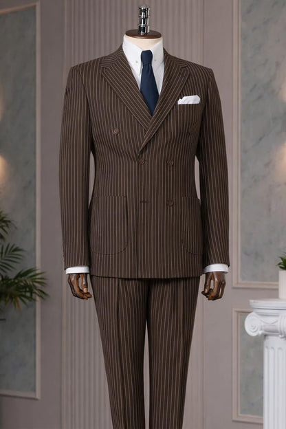 Pinstripe 2-piece Suit in Brown