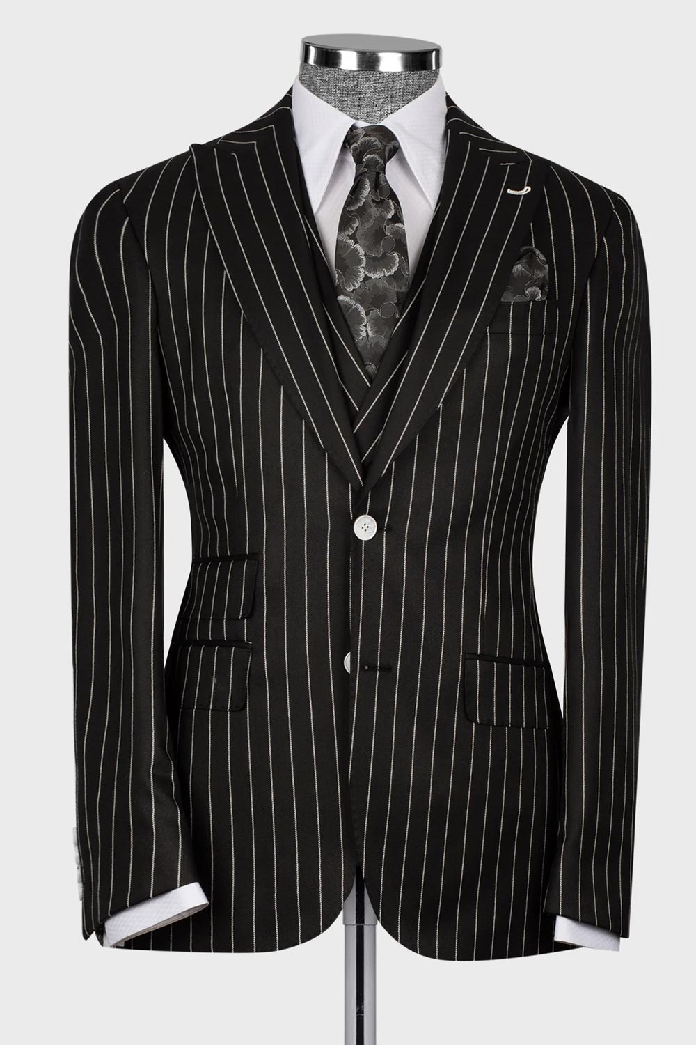 Stripe 3-piece Suit in Black