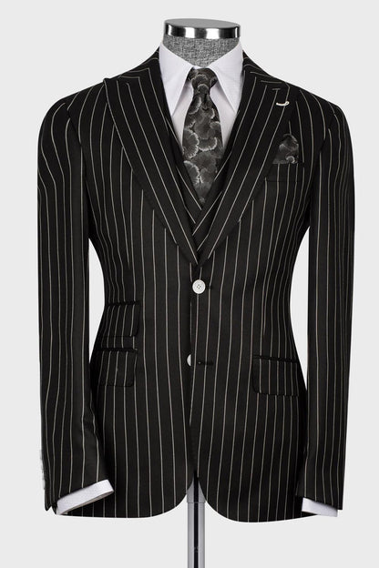 Stripe 3-piece Suit in Black
