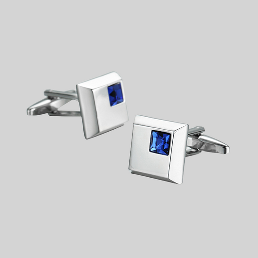 Square Blue Crystal Cufflinks