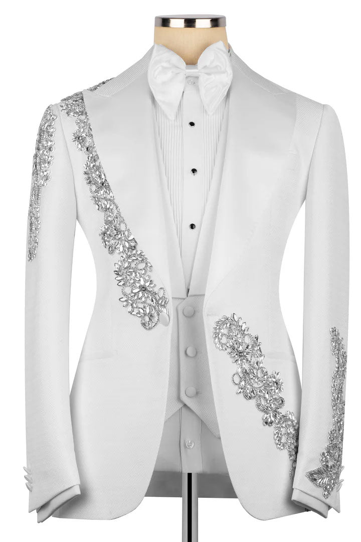 Chic One-button 3-piece Tuxedo with Appliques