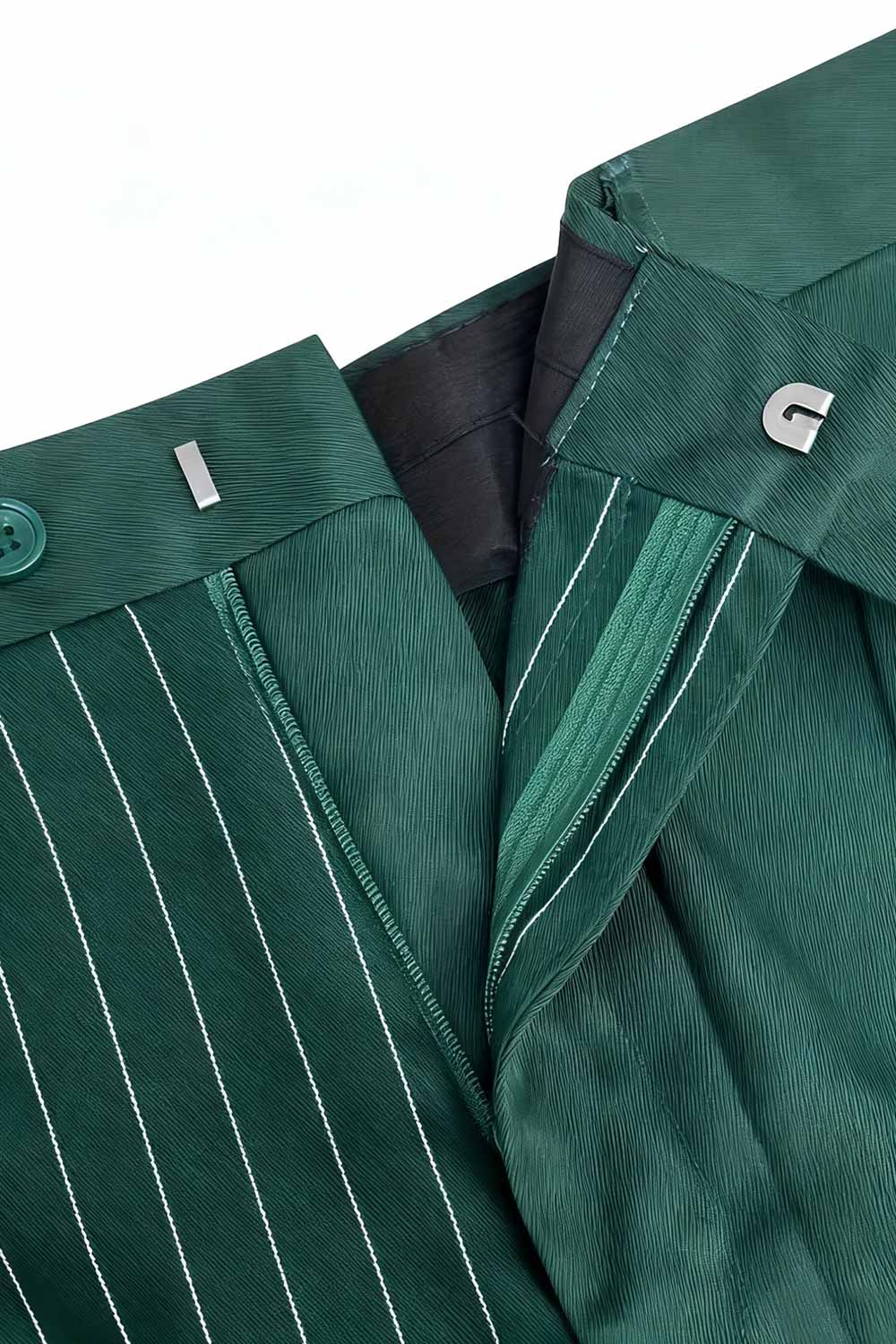 Green Striped Double-breasted 2-Piece Suit