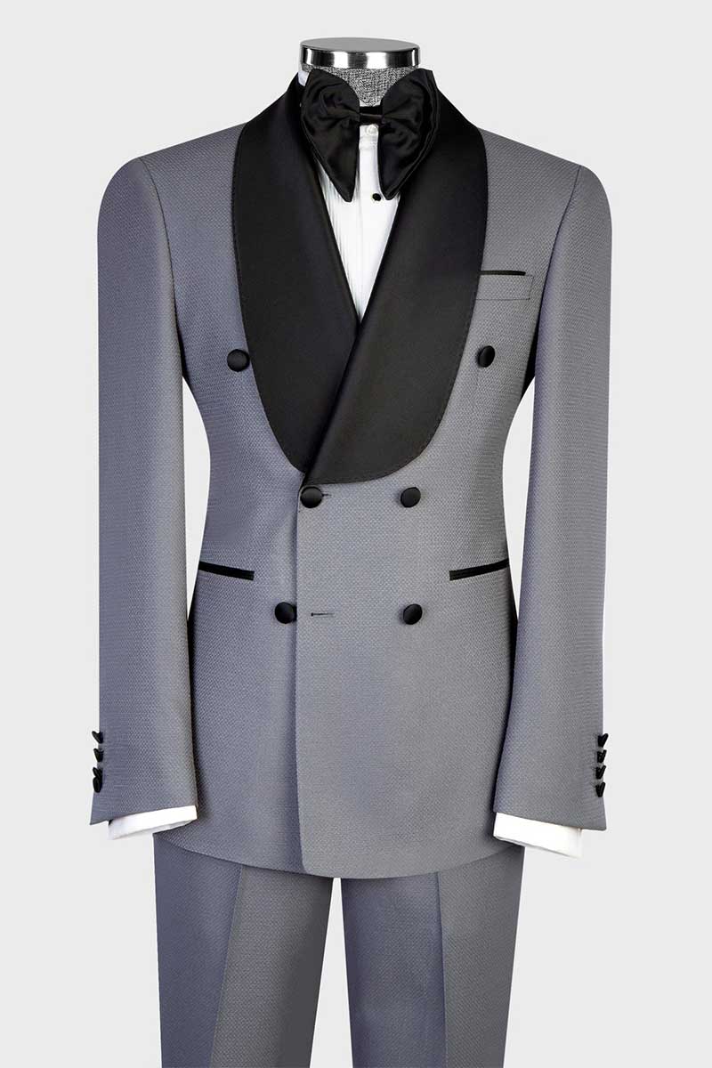 Gray Double-breasted 2-piece Tuxedo