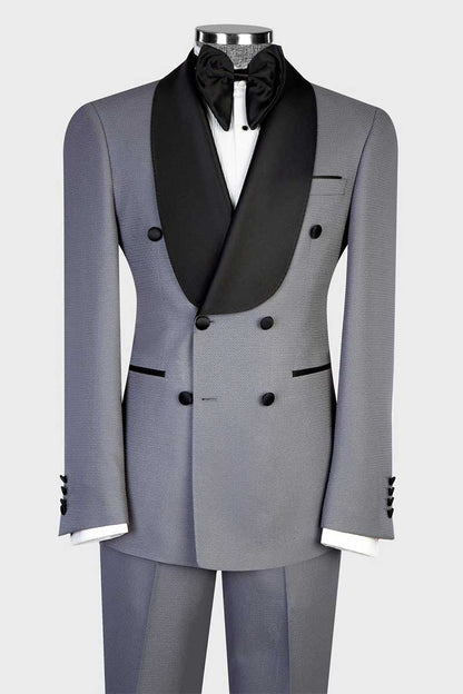 Gray Double-breasted 2-piece Tuxedo