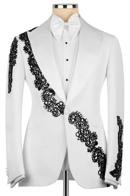 White Single-breasted 3-Piece Suit