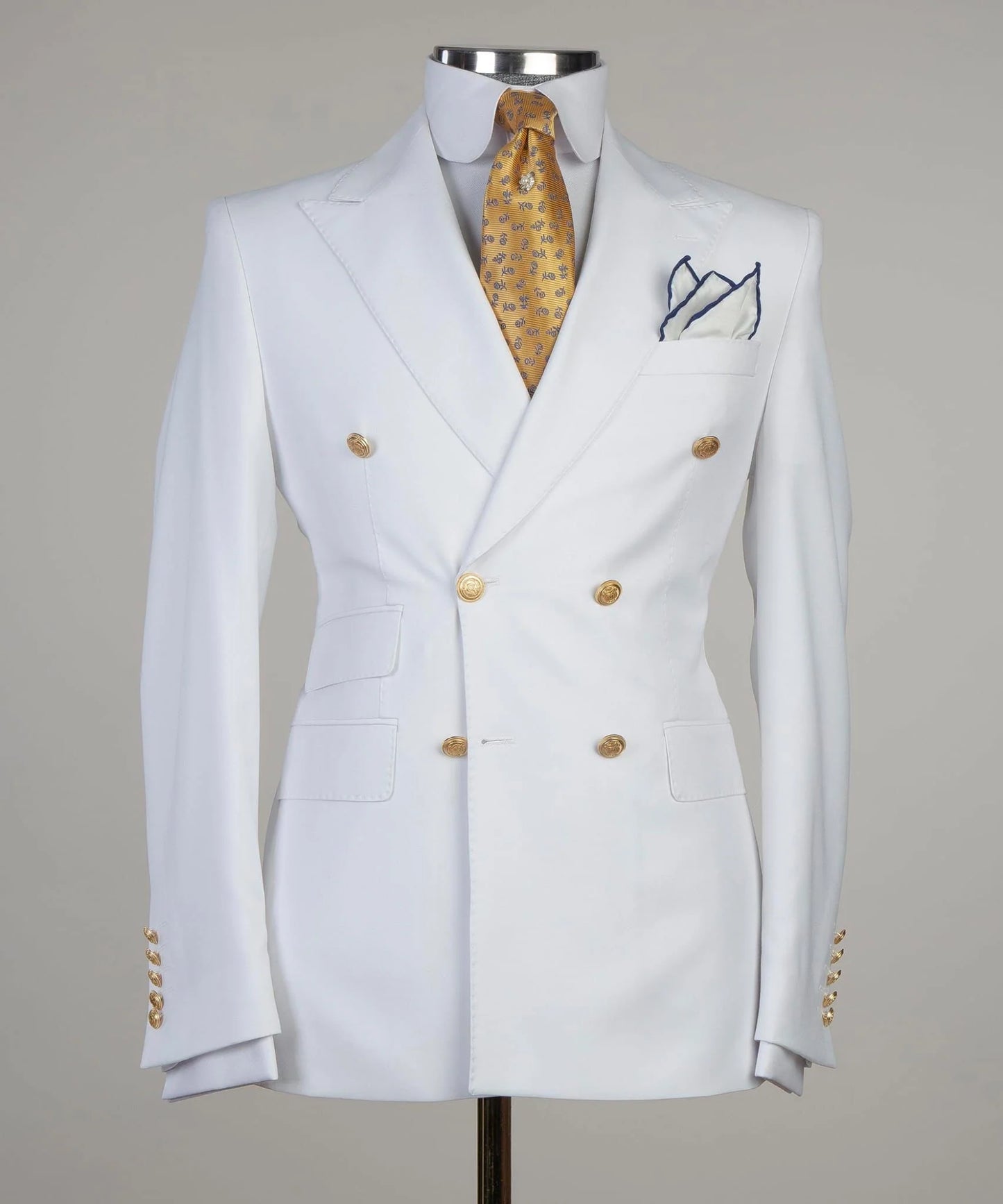 White Peaked Lapel Designer Men's Suits for Wedding Formal Suits