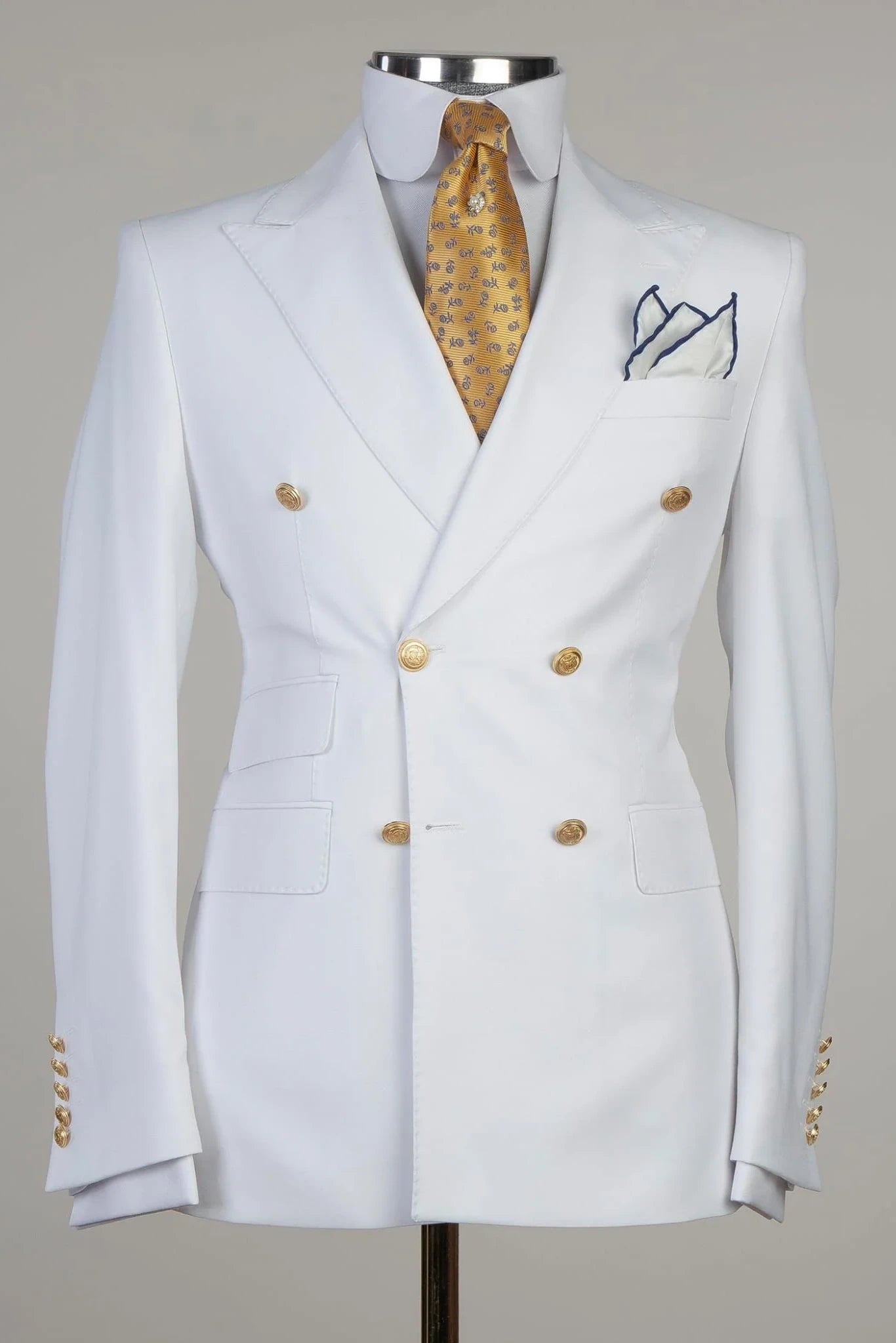 White Peaked Lapel Designer Men's Formal Suit