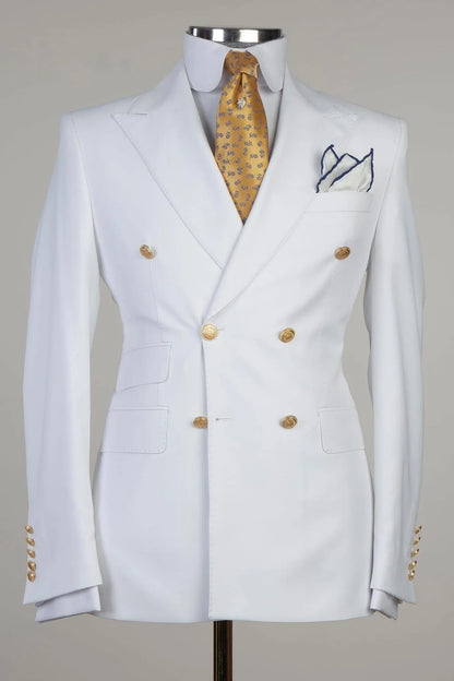 White Peaked Lapel Designer Men's Formal Suit