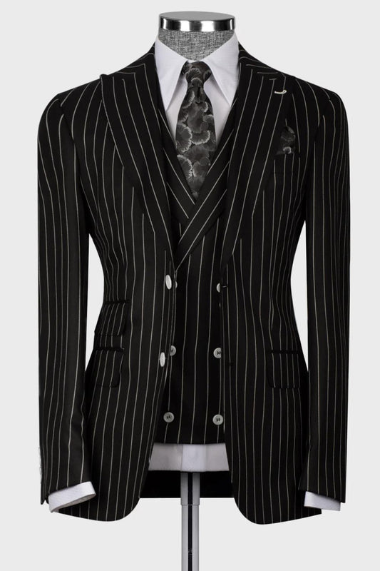 Stripe 3-piece Suit in Black