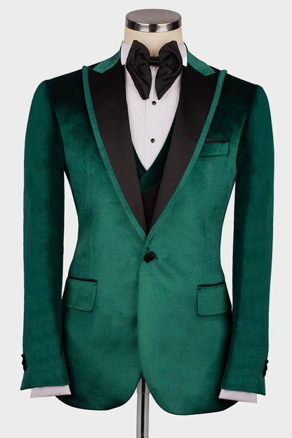 Green Velvet 3-piece Blazer Suit Tuxedo