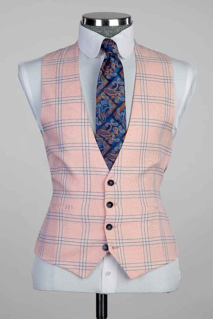 Men's Plaid 2-piece Suit in Pink