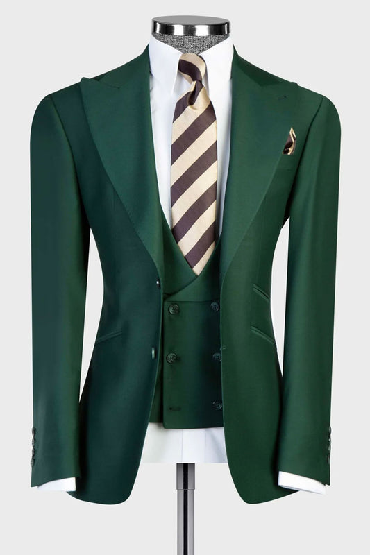 Wide Lapel 3-piece Suit in Green