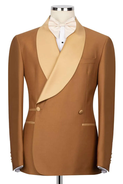 Brown Double-breasted 2-Piece Tuxedo for Men