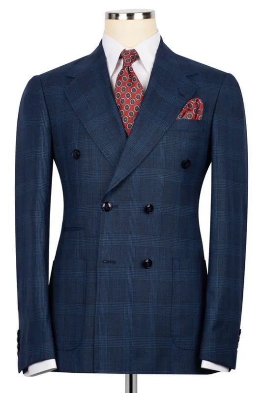 Plaid Double-breasted 2-piece Suit