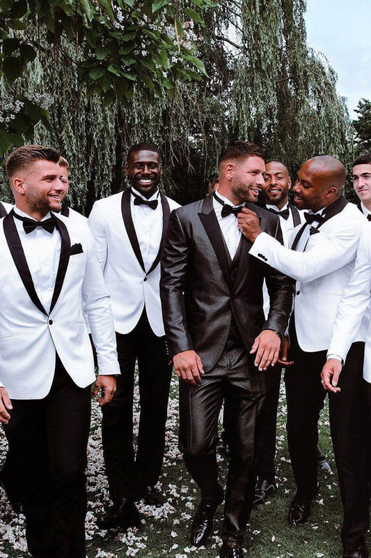 White Shawl Lapel Groomsman Tuxedo