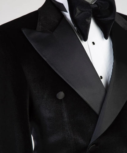 Designer Black Peaked Lapel Double Breasted Bespoke Prom Suits for Men