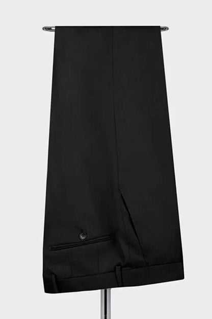 Black 2-piece Peak Lapel Double Breasted Suit