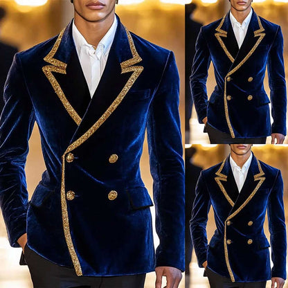 Chic Velvet 2-piece Prom Suit in Blue