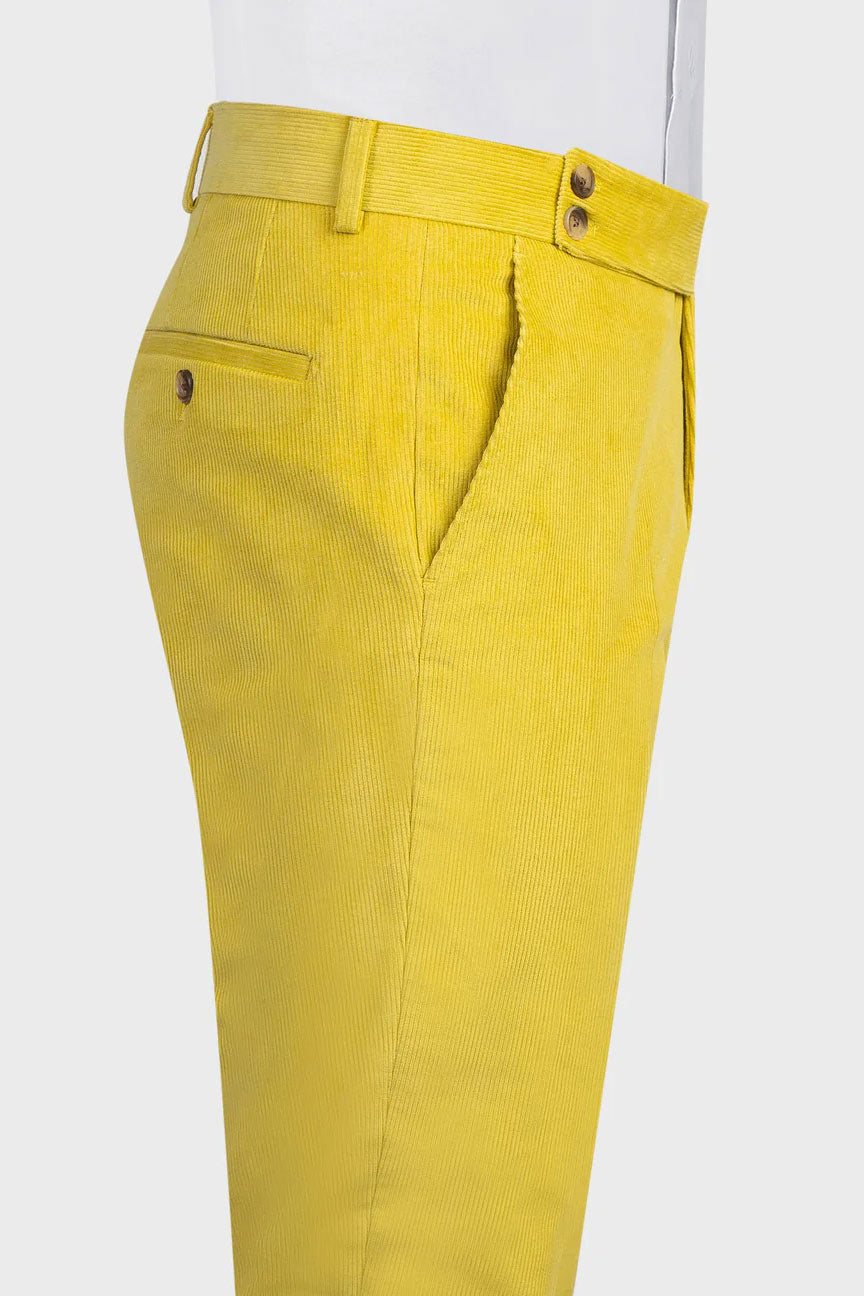 Men's Chic Corduroy Suit in Yellow