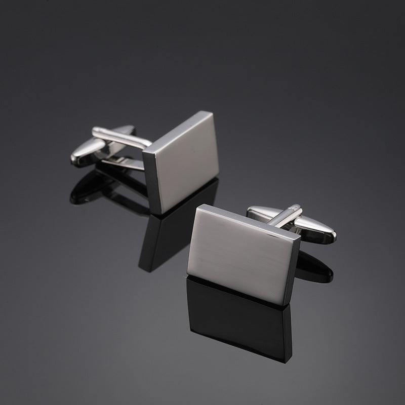 Men’s Silver Rectangular Polished Cufflinks