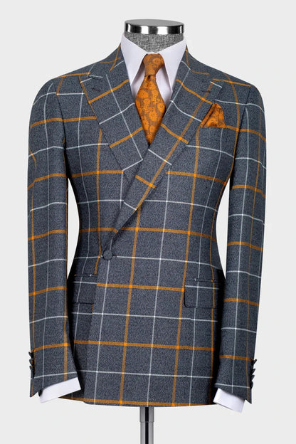 Windowpane One-button 2-piece Suit in Gray