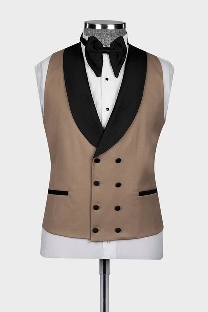 Khaki 3-piece Shawl Lapel Single Breasted Tuxedo