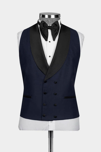Navy 3-piece Shawl Lapel Single Breasted Tuxedo
