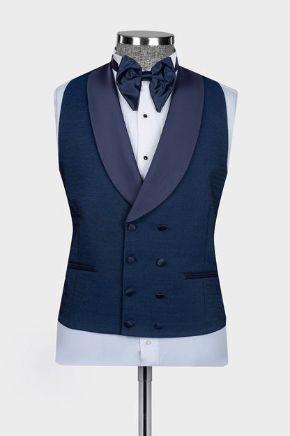 Navy 3-piece Shawl Lapel Single Breasted Tuxedo