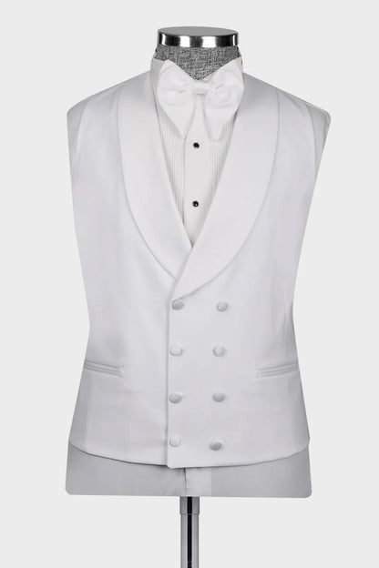 White 3-piece Shawl Lapel Single Breasted Suit