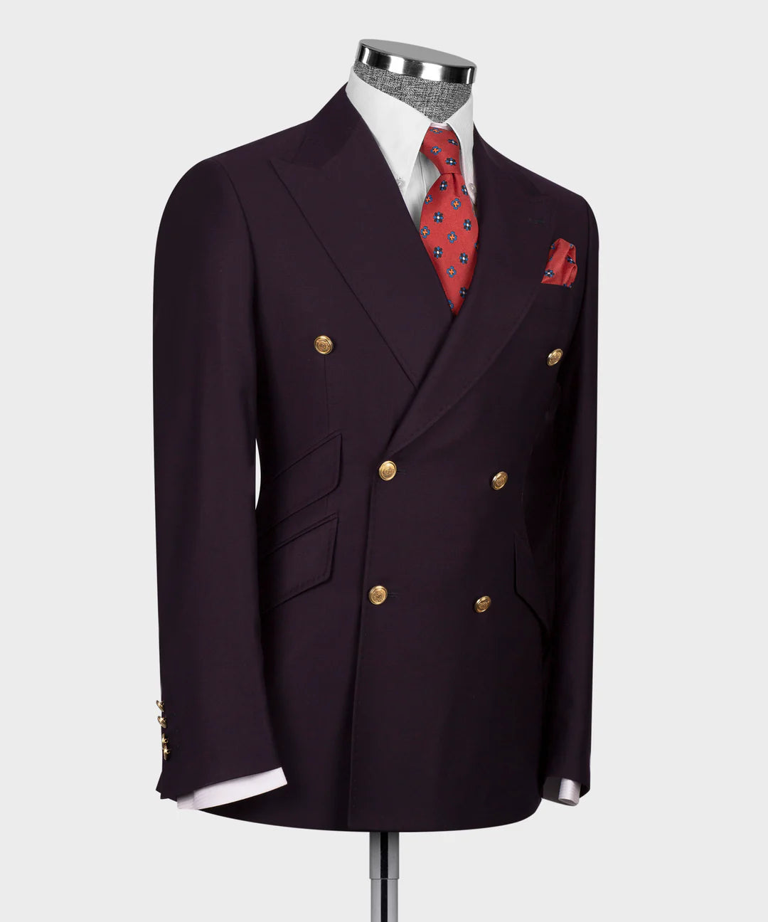 Burgundy 2-piece Peak Lapel Suit for Prom