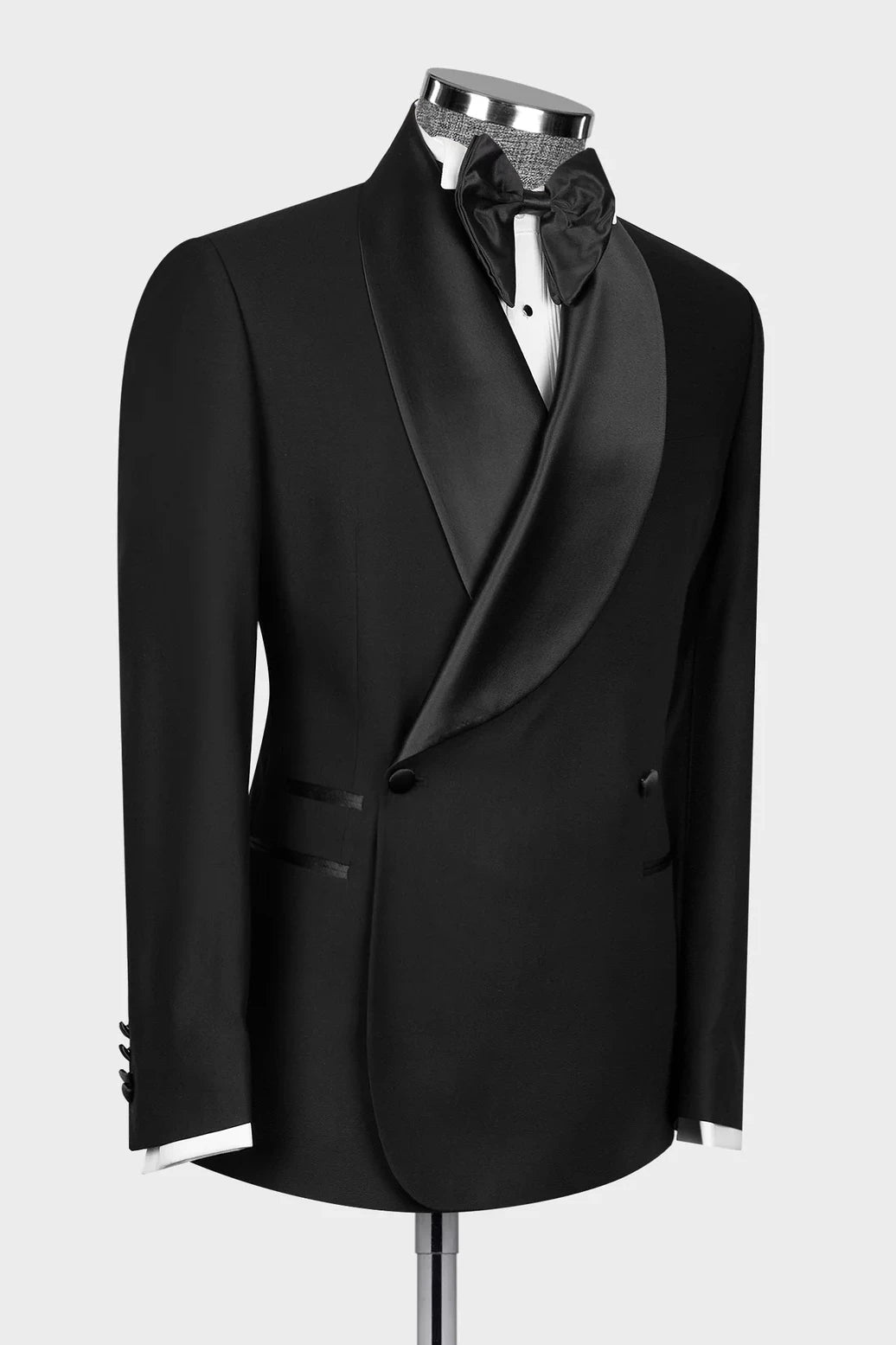 Chic Black Double-breasted 2-piece Shawl Lapel Tuxedo