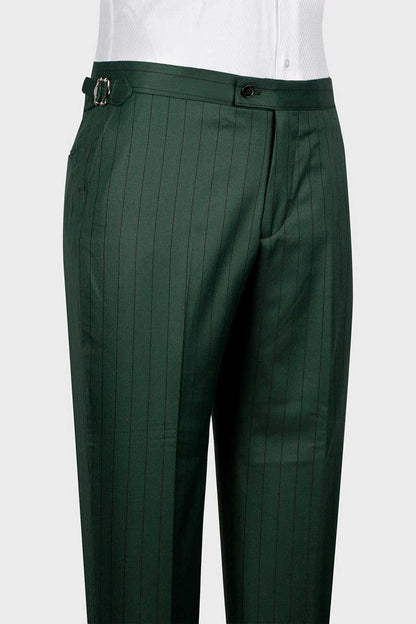 Stripe Wide Lapel 3-piece Suit in Green