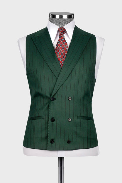 Stripe Wide Lapel 3-piece Suit in Green