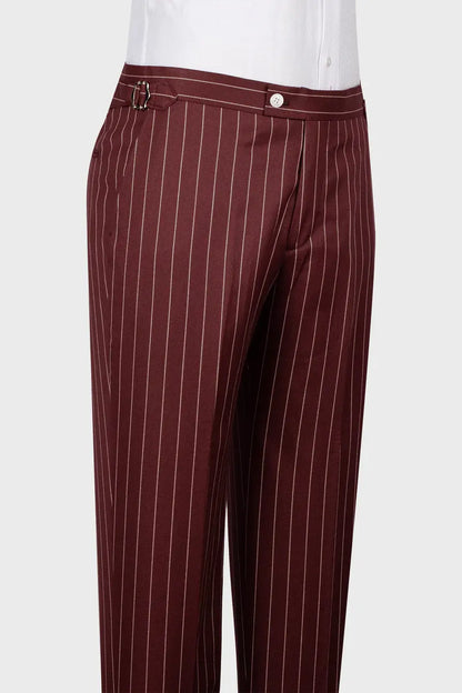 Burgundy 3-piece Single-breasted Peak Lapel Suit