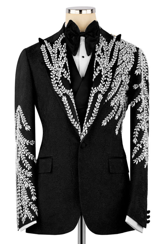 White Wheat Sequins 3-piece Suit