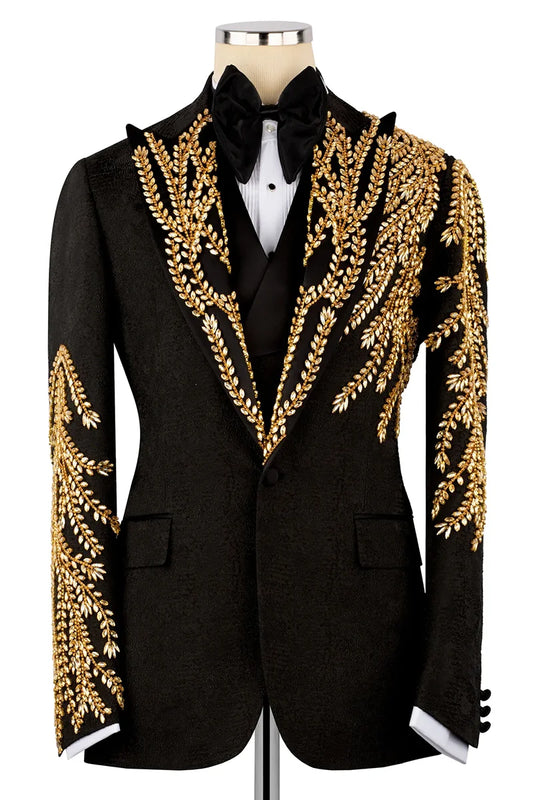 Golden Wheat Sequins 3-piece Suit