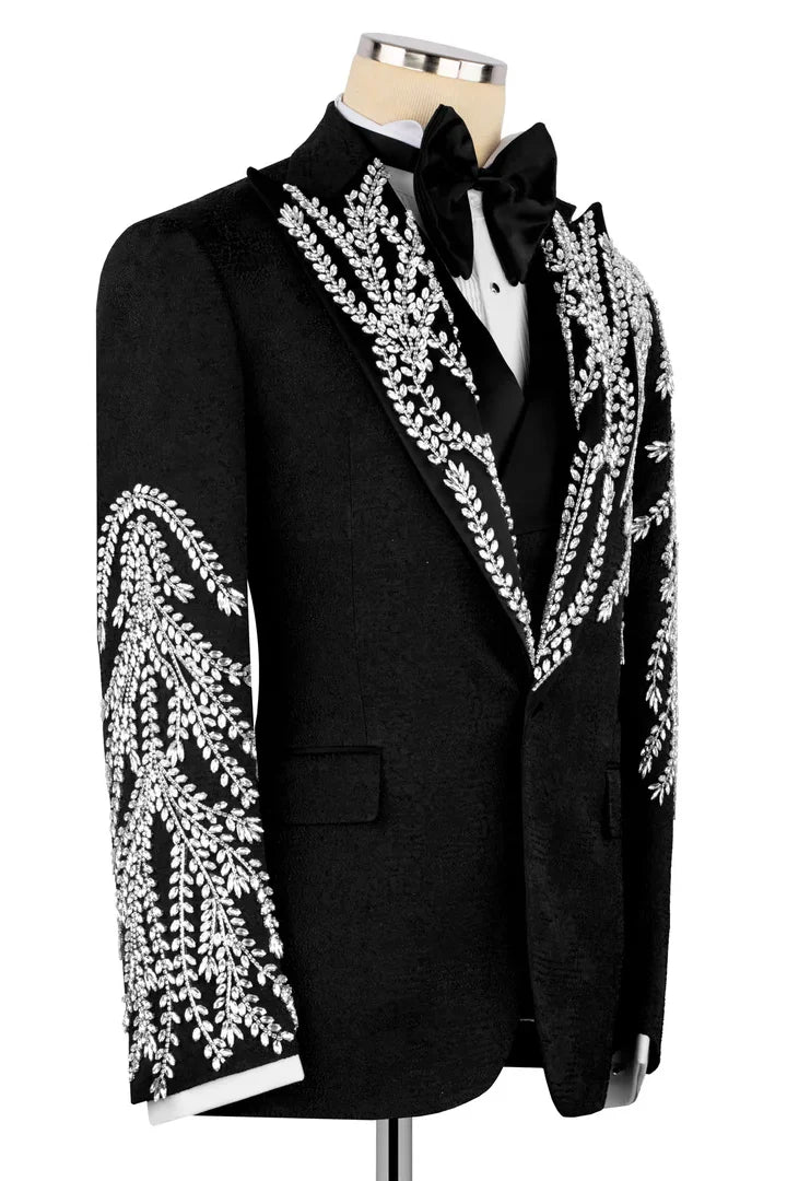 White Wheat Sequins 3-piece Suit