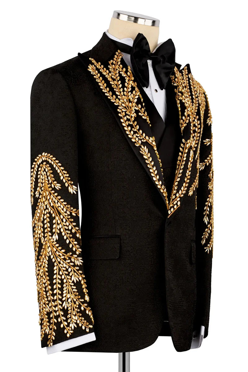 Golden Wheat Sequins 3-piece Suit