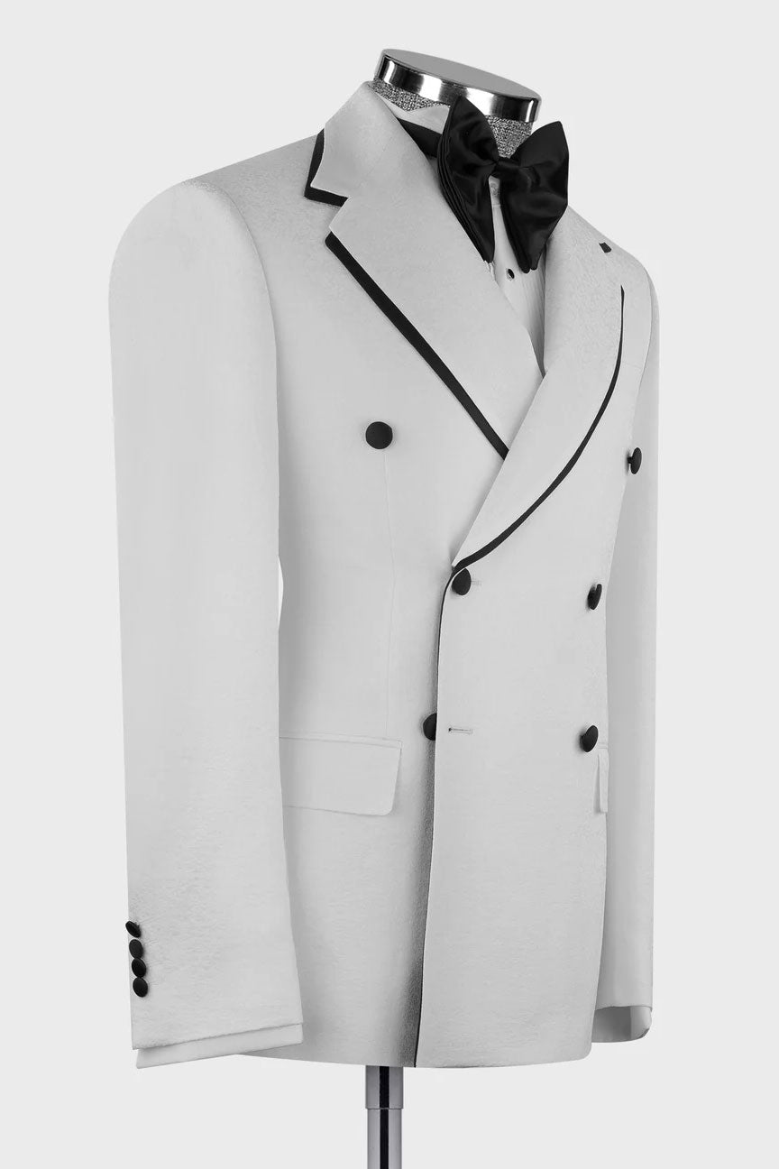 Men's Chic Notch Lapel Suit in White