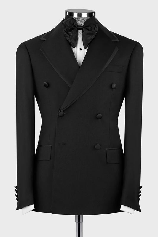 Black Double-breasted 2-piece Suit