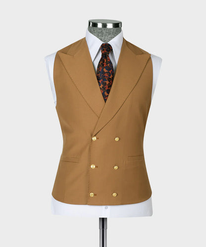 Chic Brown 3-piece Peak Lapel Suit for Prom