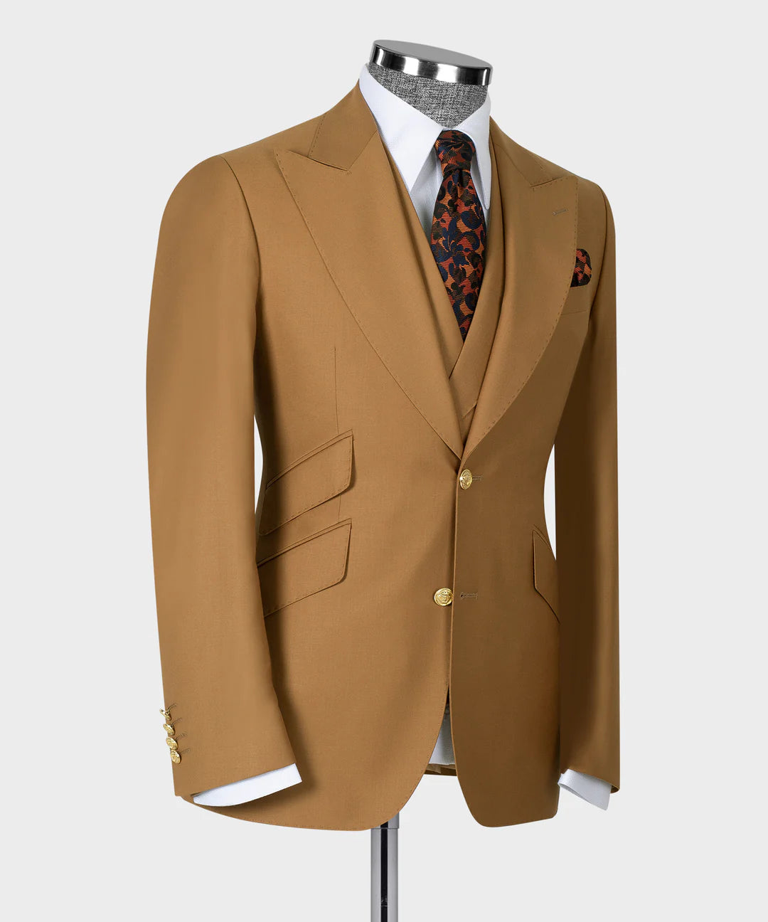 Chic Brown 3-piece Peak Lapel Suit for Prom