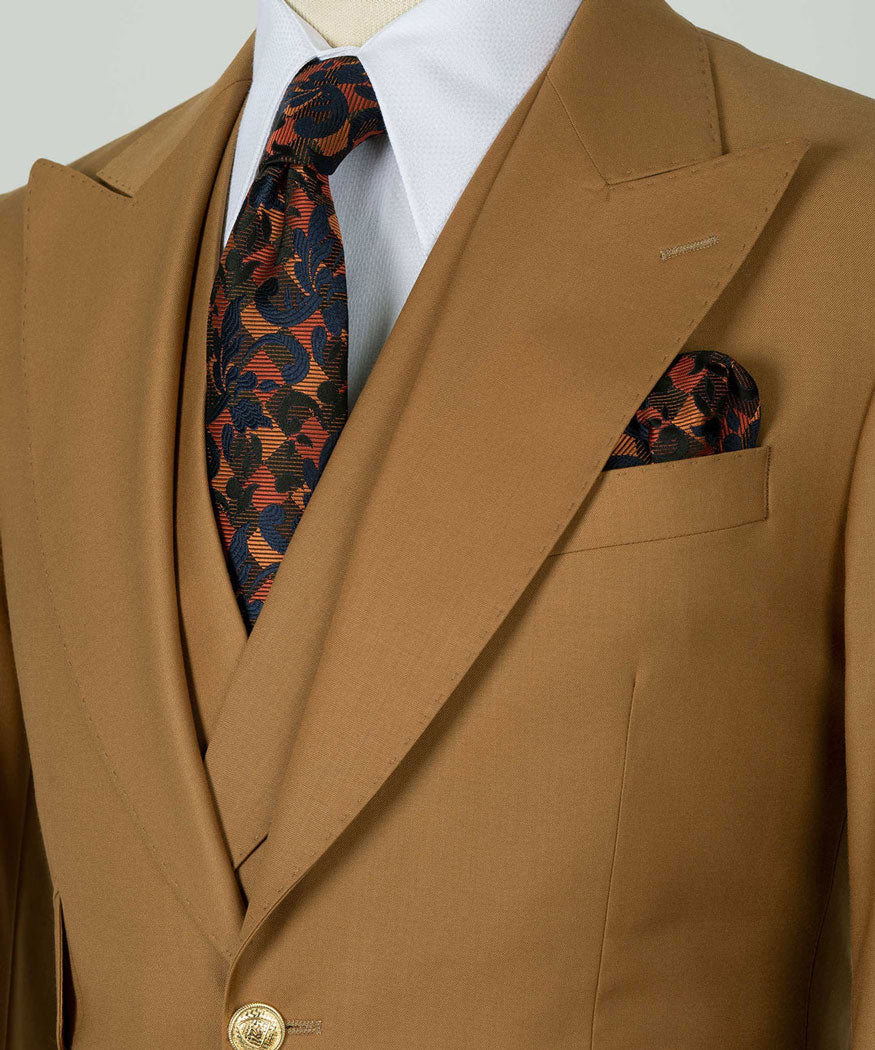 Chic Brown 3-piece Peak Lapel Suit for Prom