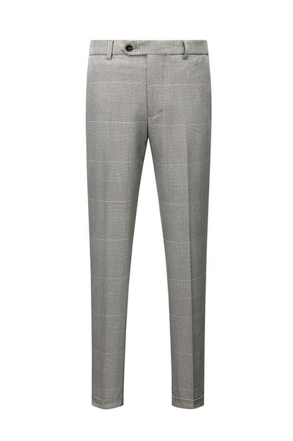 Gray Plaid Designer Peaked Lapel Slim Fit Men Suit for Prom